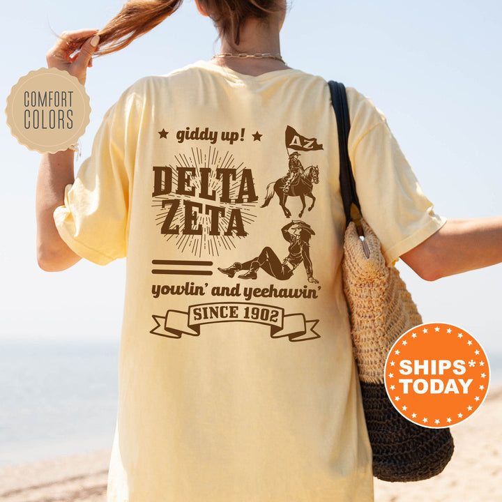 Delta Zeta Giddy Up Cowgirl Sorority T-Shirt | Dee Zee Western Theme Shirt | Big Little Reveal Gift | Comfort Colors Country Shirt _ 16341g