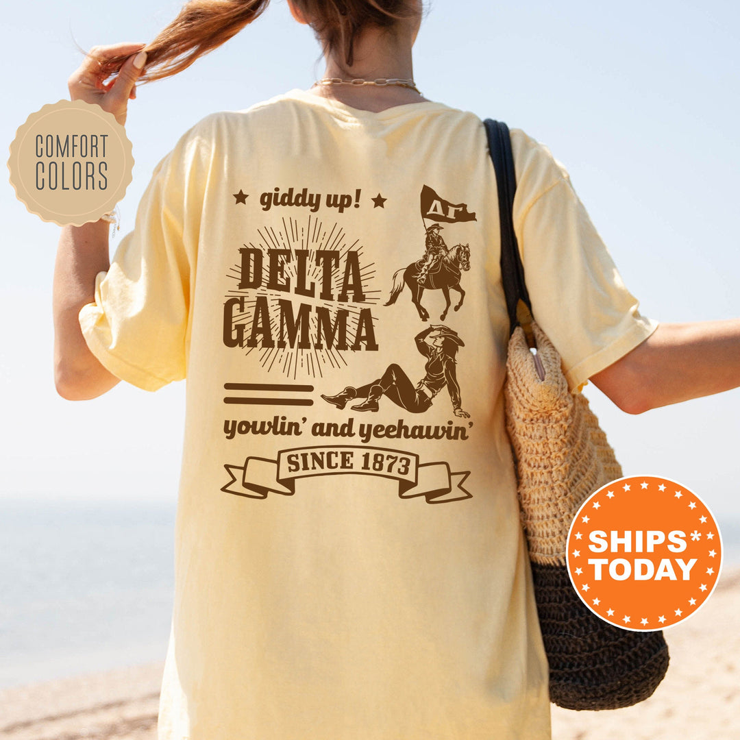 Delta Gamma Giddy Up Cowgirl Sorority T-Shirt | Dee Gee Western Theme Shirt | Big Little Reveal Gift | Comfort Colors Country Shirt _ 16339g