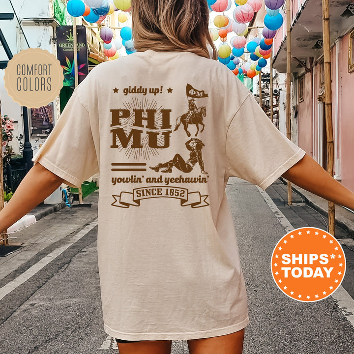 Phi Mu Giddy Up Cowgirl Sorority T-Shirt | Phi Mu Western Theme Shirt | Big Little Gift | Comfort Colors | Country Style Shirt _ 16346g