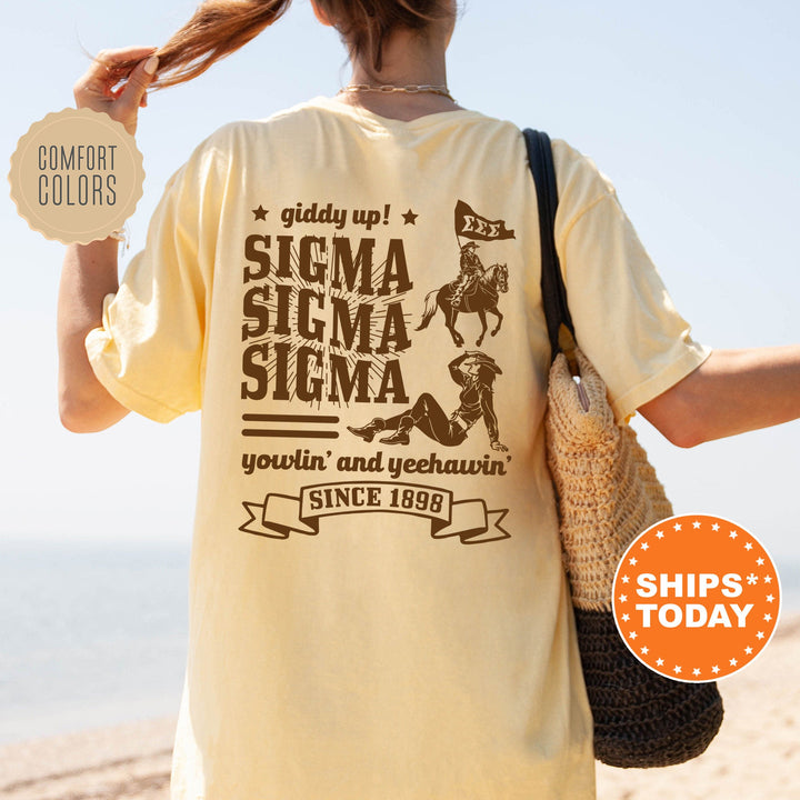 Sigma Sigma Sigma Giddy Up Cowgirl Sorority T-Shirt | Tri Sigma Western Shirt | Big Little Gift | Comfort Colors Country Shirt _ 16351g