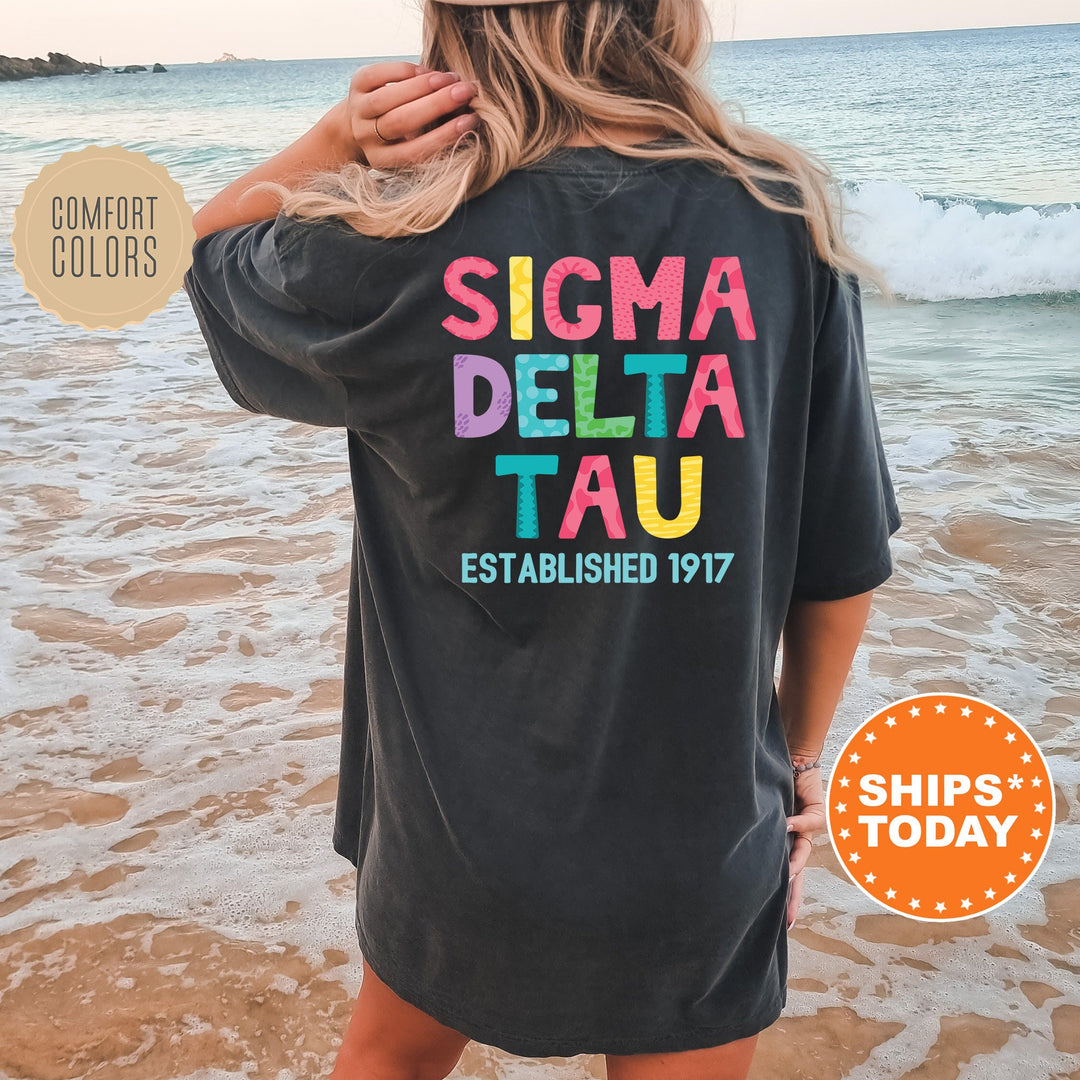 Sigma Delta Tau Papercut Sorority T-Shirt | Sig Delt Big Little Gift | Comfort Colors Shirt | Custom Greek Apparel | Fun Letters Shirt _ 16401g