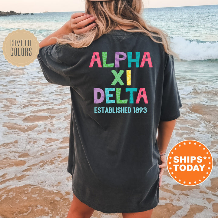 Alpha Xi Delta Papercut Sorority T-Shirt | AXID Big Little Gift | Comfort Colors Shirt | Custom Greek Apparel | Fun Letters Sorority Shirt _ 16388g