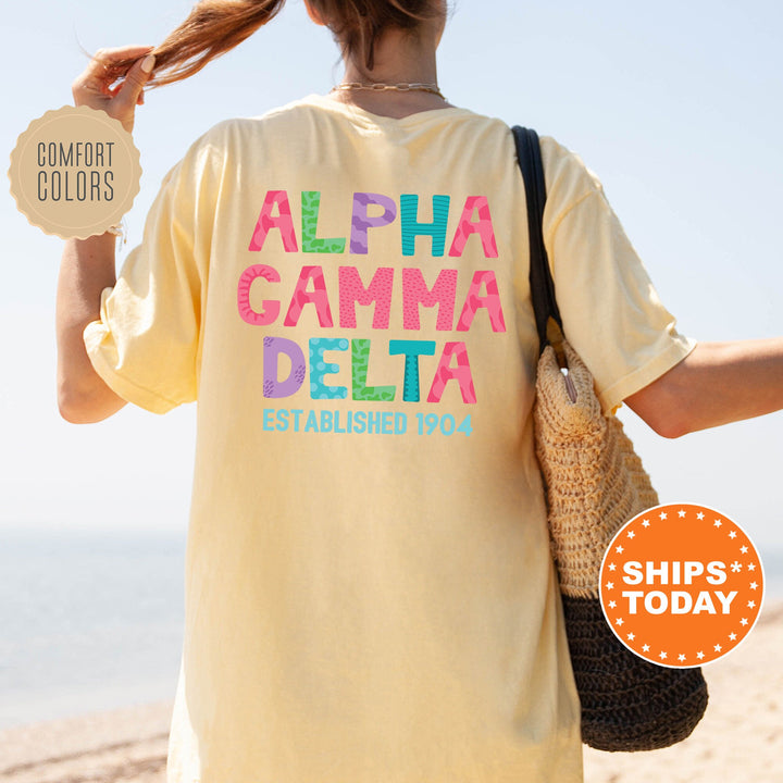 Alpha Gamma Delta Papercut Sorority T-Shirt | Alpha Gam Big Little Gift | Comfort Colors Shirt | Custom Greek Apparel | Fun Letters Shirt _ 16383g