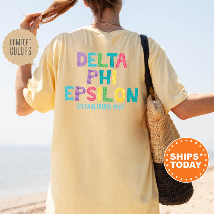 Delta Phi Epsilon Papercut Sorority T-Shirt | DPHIE Big Little Gift | Comfort Colors Shirt | Custom Greek Apparel | Fun Letters Shirt _ 16392g