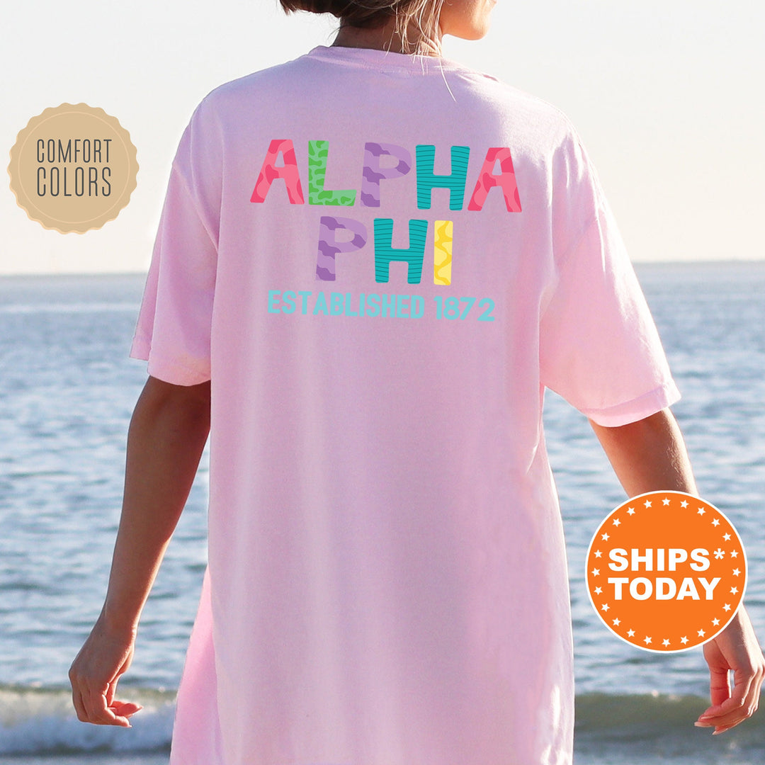 Alpha Phi Papercut Sorority T-Shirt | APHI Big Little Reveal Gift | Comfort Colors Shirt | Custom Greek Apparel | Fun Letters Sorority Shirt _ 16385g