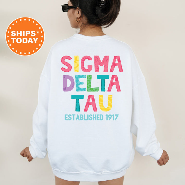 Sigma Delta Tau Papercut Sorority Sweatshirt | Sig Delt Fun Letters Sweatshirt | Big Little Sorority Reveal | Sorority Gift | Greek Apparel