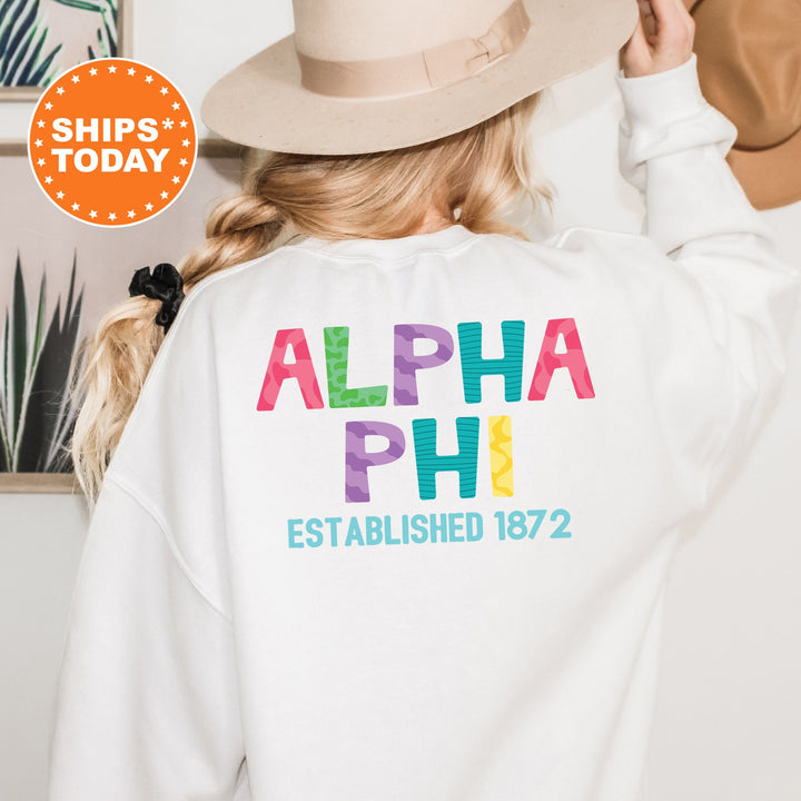 Alpha Phi Papercut Sorority Sweatshirt | APHI Fun Letters Sweatshirt | Big Little Sorority Reveal | Alpha Phi Sorority Gift | Greek Apparel 16385g