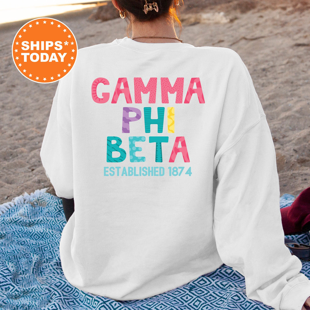 Gamma Phi Beta Papercut Sorority Sweatshirt | Gamma Phi Fun Letters Sweatshirt | Big Little Sorority Reveal | Sorority Gift | Greek Apparel
