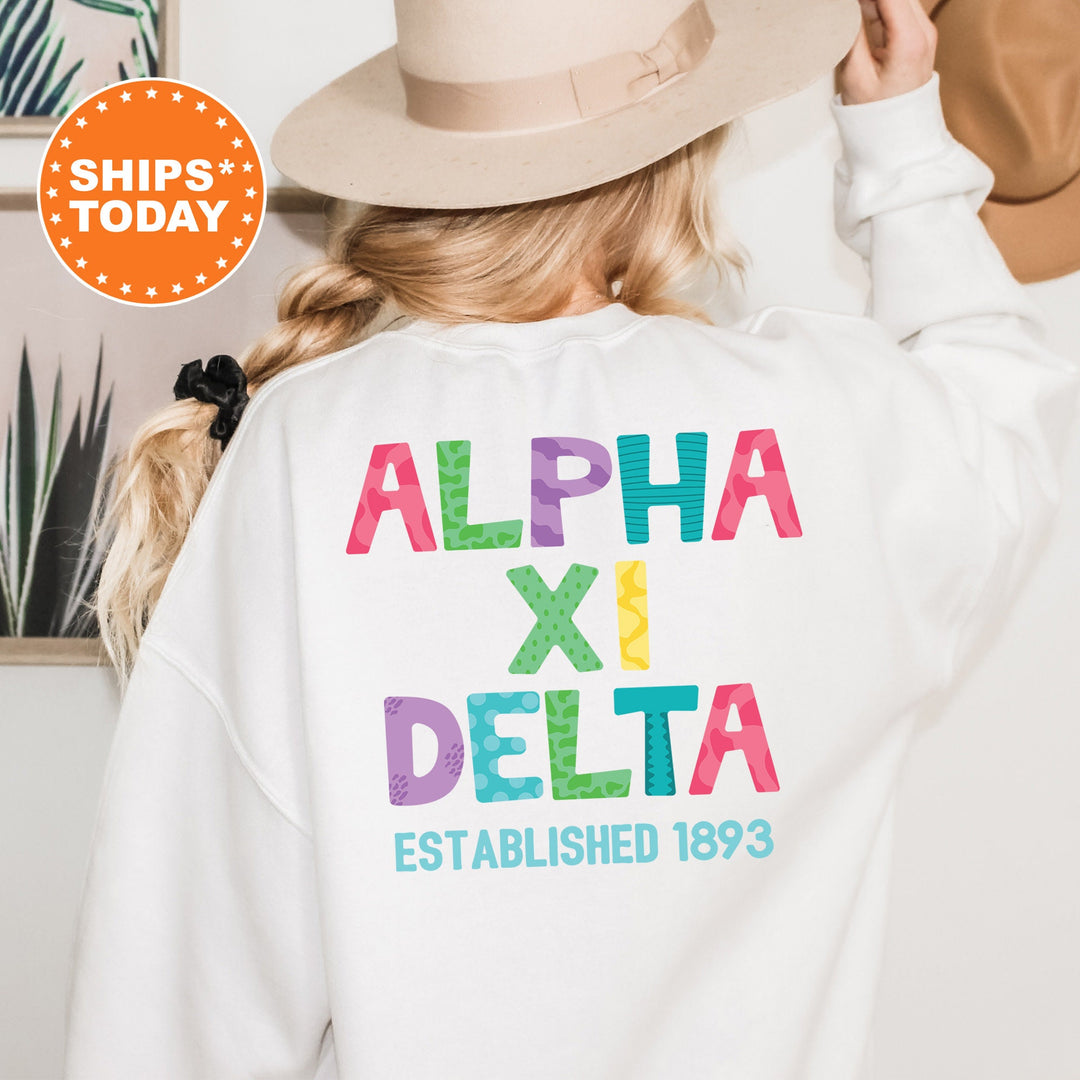 Alpha Xi Delta Papercut Sorority Sweatshirt | AXID Fun Letters Sweatshirt | Big Little Sorority Reveal | Sorority Gifts | Greek Apparel
