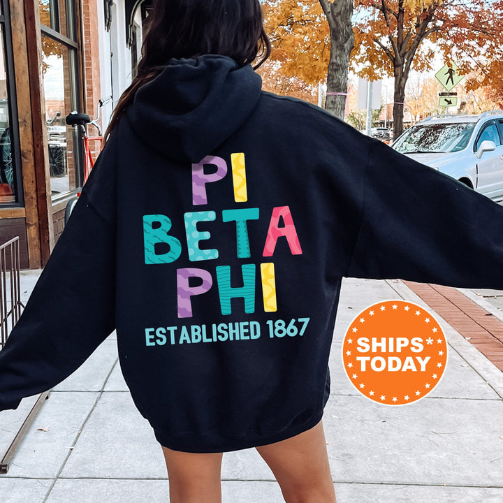 Pi Beta Phi Papercut Sorority Sweatshirt | Pi Phi Fun Letters Sweatshirt | Big Little Sorority Reveal | Sorority Gifts | Greek Apparel