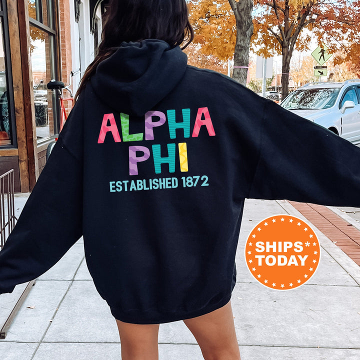 Alpha Phi Papercut Sorority Sweatshirt | APHI Fun Letters Sweatshirt | Big Little Sorority Reveal | Alpha Phi Sorority Gift | Greek Apparel 16385g