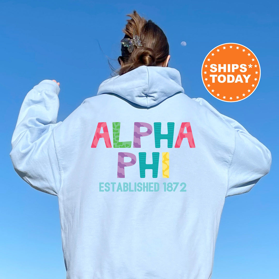 Alpha Phi Papercut Sorority Sweatshirt | APHI Fun Letters Sweatshirt | Big Little Sorority Reveal | Alpha Phi Sorority Gift | Greek Apparel 16385g