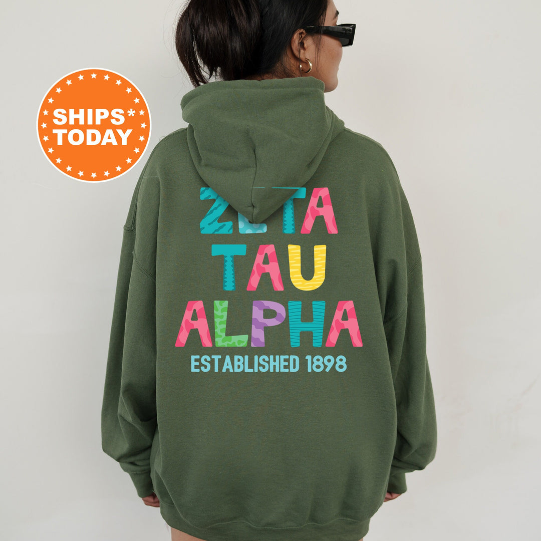 Zeta Tau Alpha Papercut Sorority Sweatshirt | ZETA Fun Letters Sweatshirt | Big Little Sorority Reveal | ZETA Sorority Gift | Greek Apparel