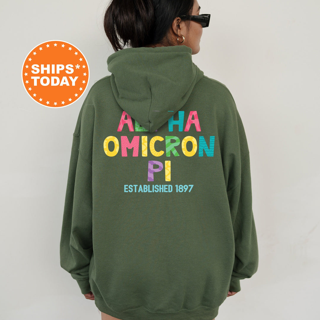 Alpha Omicron Pi Papercut Sorority Sweatshirt | Alpha O Fun Letters Sweatshirt | Big Little Sorority Reveal | Sorority Gift | Greek Apparel
