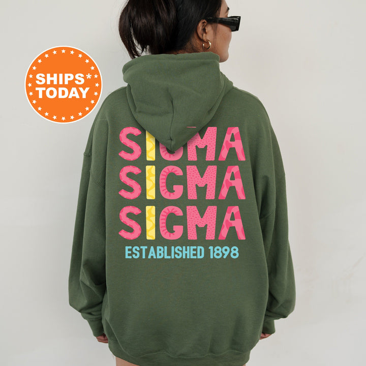 Sigma Sigma Sigma Papercut Sorority Sweatshirt | tri Sigma Fun Letters Sweatshirt | Big Little Sorority Gifts | Custom Greek Apparel