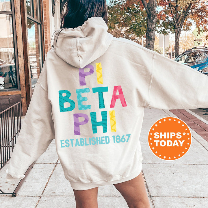 Pi Beta Phi Papercut Sorority Sweatshirt | Pi Phi Fun Letters Sweatshirt | Big Little Sorority Reveal | Sorority Gifts | Greek Apparel