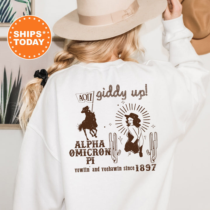 Alpha Omicron Pi Rustic Rodeo Sorority Sweatshirt | Alpha O Merch | Big Little Gift | Western Crewneck | Cowgirl Sweatshirt