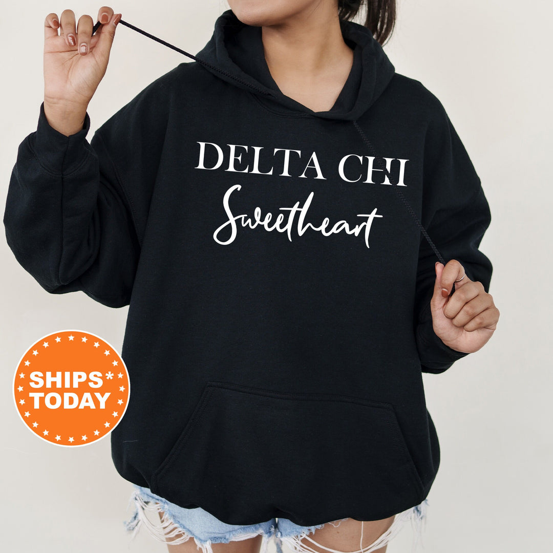 Delta Chi Cursive Sweetheart Fraternity Sweatshirt | DChi Sweetheart Sweatshirt | Fraternity Hoodie | Gift For Girlfriend