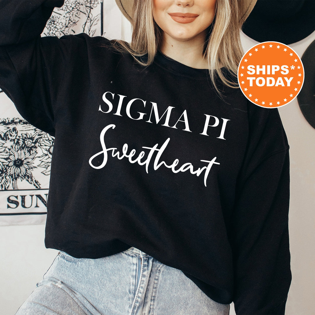 Sigma Pi Cursive Sweetheart Fraternity Sweatshirt | Sigma Pi Sweetheart Sweatshirt | Fraternity Hoodie | Gift For Girlfriend