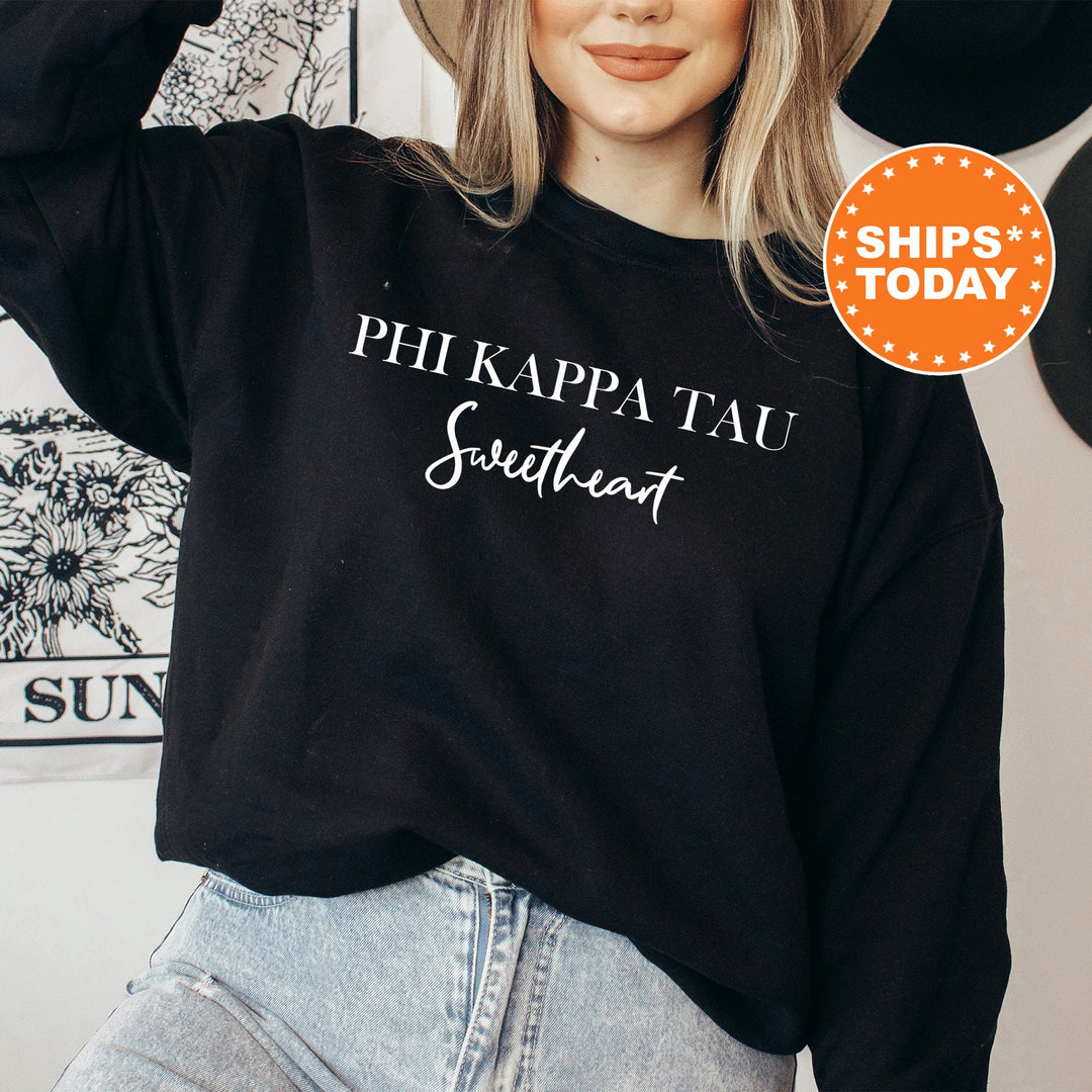 Phi Kappa Tau Cursive Sweetheart Fraternity Sweatshirt | Phi Tau Sweetheart Sweatshirt | Fraternity Hoodie | Gift For Girlfriend