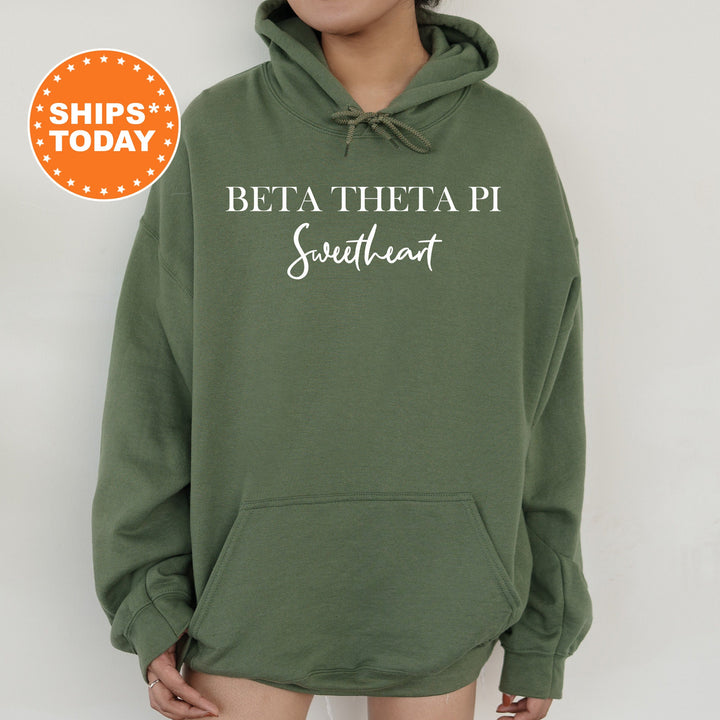 Beta Theta Pi Cursive Sweetheart Fraternity Sweatshirt | Beta Sweetheart Sweatshirt | Fraternity Hoodie | Gift For Girlfriend