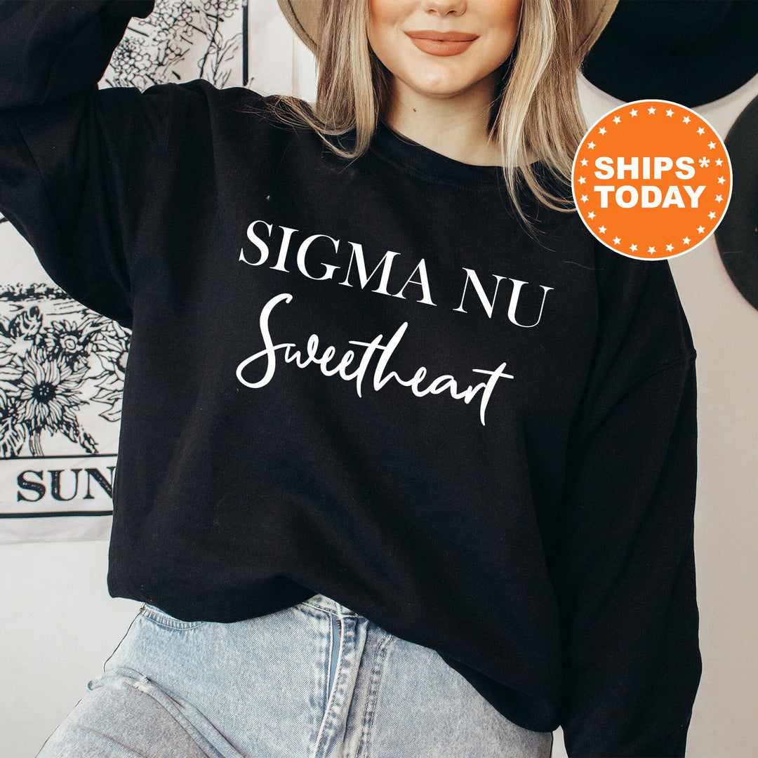 Sigma Nu Cursive Sweetheart Fraternity Sweatshirt | Sigma Nu Sweetheart Sweatshirt | Fraternity Hoodie | Gift For Girlfriend