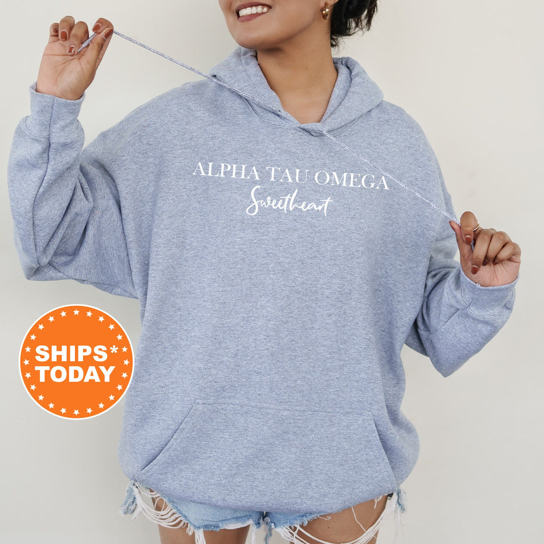 Alpha Tau Omega Cursive Sweetheart Fraternity Sweatshirt | ATO Sweetheart Sweatshirt | Fraternity Hoodie | Gift For Girlfriend