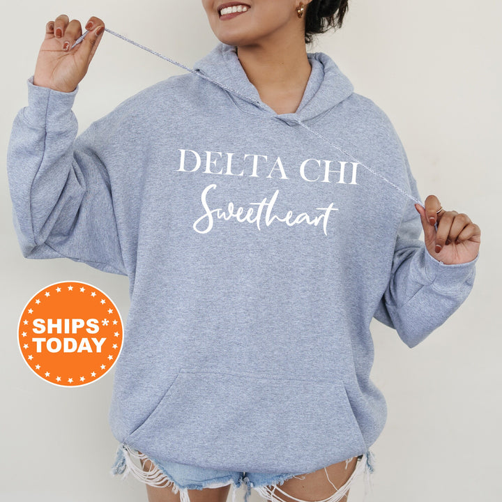 Delta Chi Cursive Sweetheart Fraternity Sweatshirt | DChi Sweetheart Sweatshirt | Fraternity Hoodie | Gift For Girlfriend