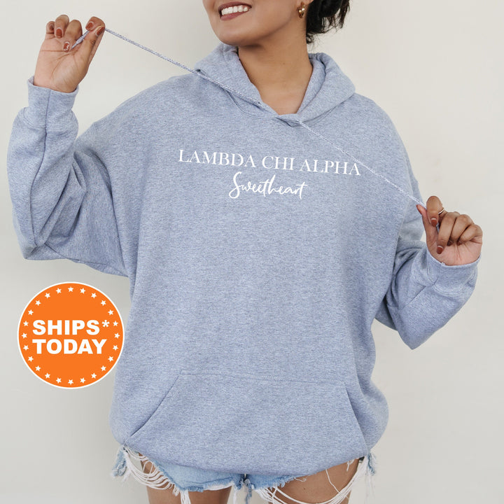 Lambda Chi Alpha Cursive Sweetheart Fraternity Sweatshirt | Lambda Chi Sweetheart Sweatshirt | Fraternity Gift | Gift For Girlfriend _ 6926g