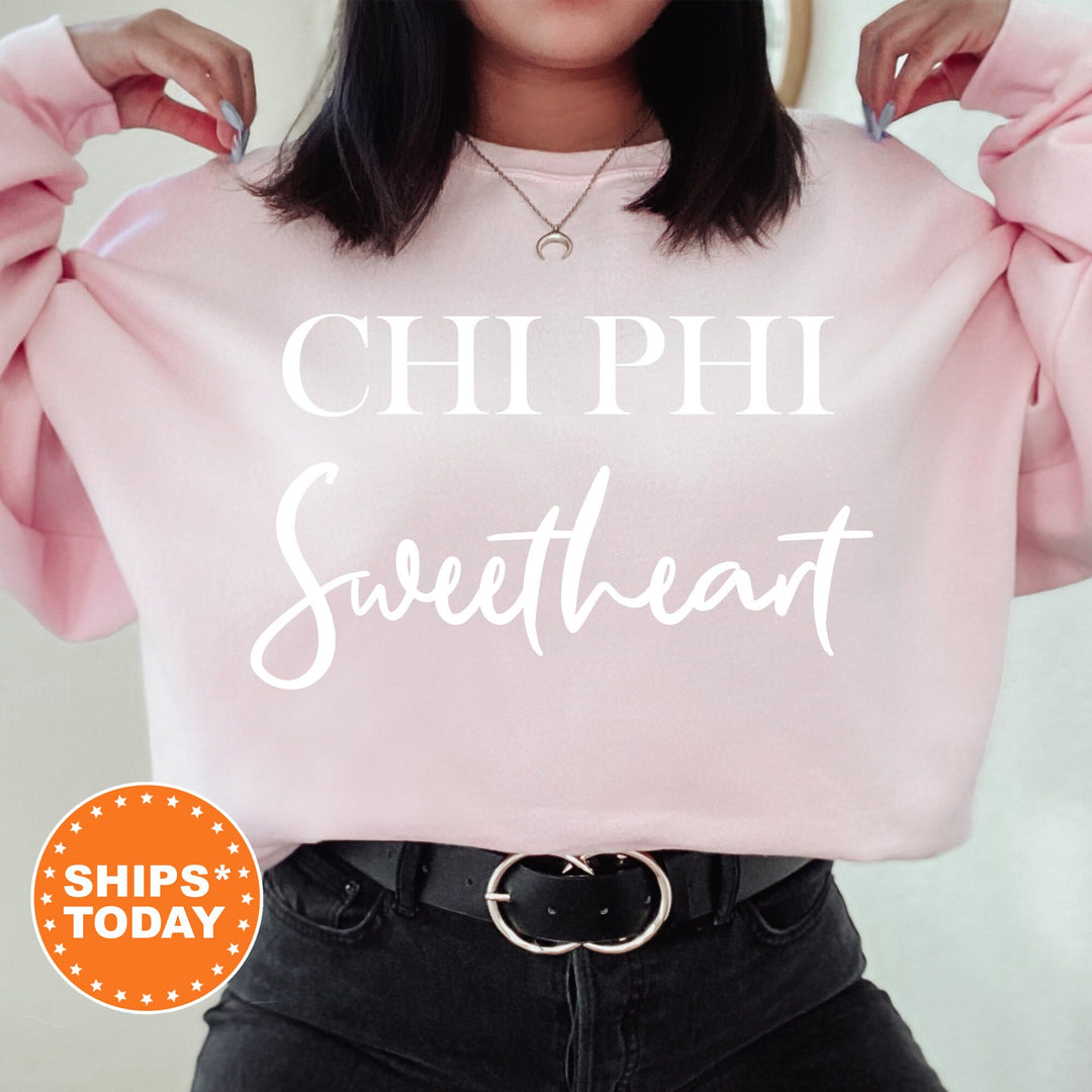 Chi Phi Cursive Sweetheart Fraternity Sweatshirt | Chi Phi Sweetheart Sweatshirt | Fraternity Hoodie | Gift For Girlfriend