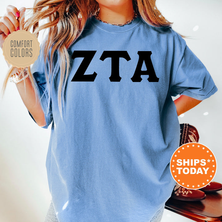 Zeta Tau Alpha Super Simple Sorority T-Shirt | ZETA Sorority Letters | Greek Letters Shirt | Big Little Gift | Comfort Colors Shirt _ 5662g