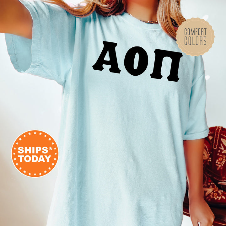 Alpha Omicron Pi Super Simple Sorority T-Shirt | Alpha O Sorority Letters | Greek Letters | Big Little Gift | Comfort Colors Shirt _ 5641g