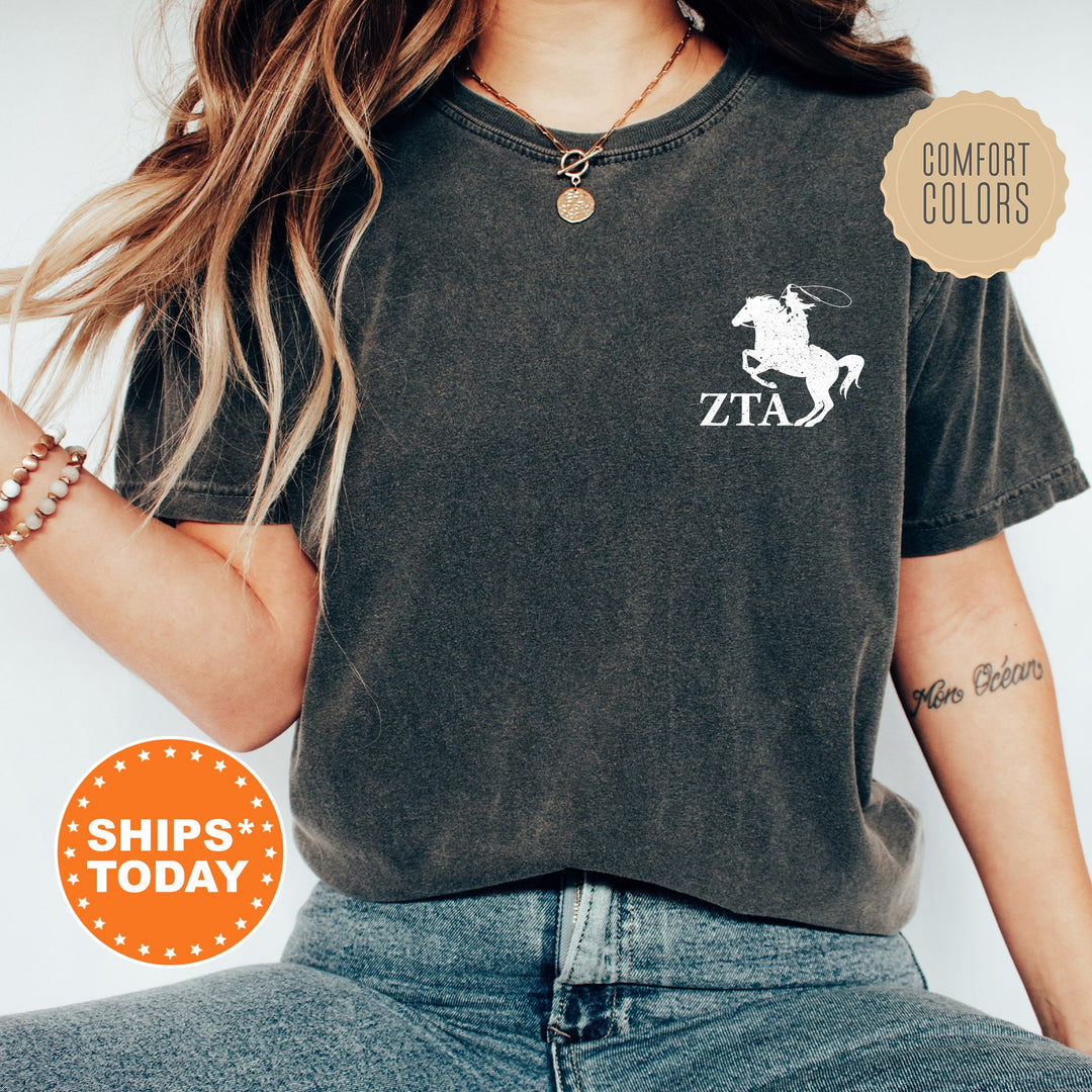Zeta Tau Alpha Western Theme Sorority T-Shirt | ZETA Cowgirl Shirt | Big Little Gift | Sorority Country Shirt | Comfort Colors Shirt _ 16976g