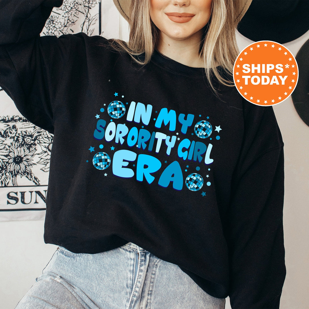 In My Sorority Girl Era | Sorority Girl Blue Disco Sorority Sweatshirt | Big Little Reveal | Sorority Recruitment Bid Day Gift _ 503SG