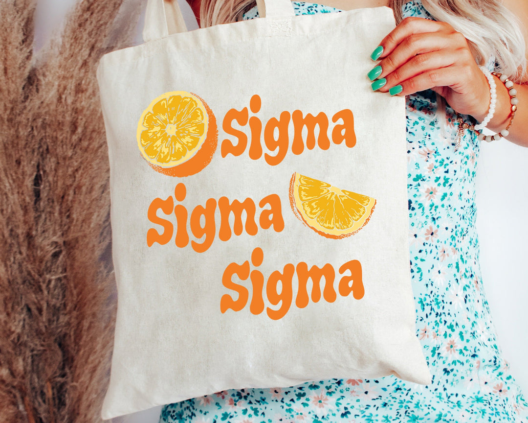 Sigma Sigma Sigma Oranges Sorority Tote Bag | Tri Sigma Canvas Tote Bag | Sorority Merch | Big Little Gifts | College Beach Bag _ 16247g