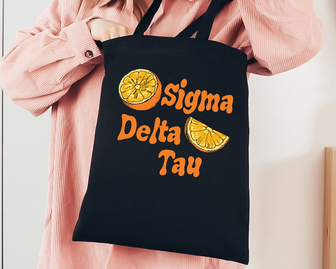 Sigma Delta Tau Oranges Sorority Tote Bag | Sig Delt Canvas Tote Bag | Sorority Merch | Big Little Sorority | College Beach Bag _ 16245g