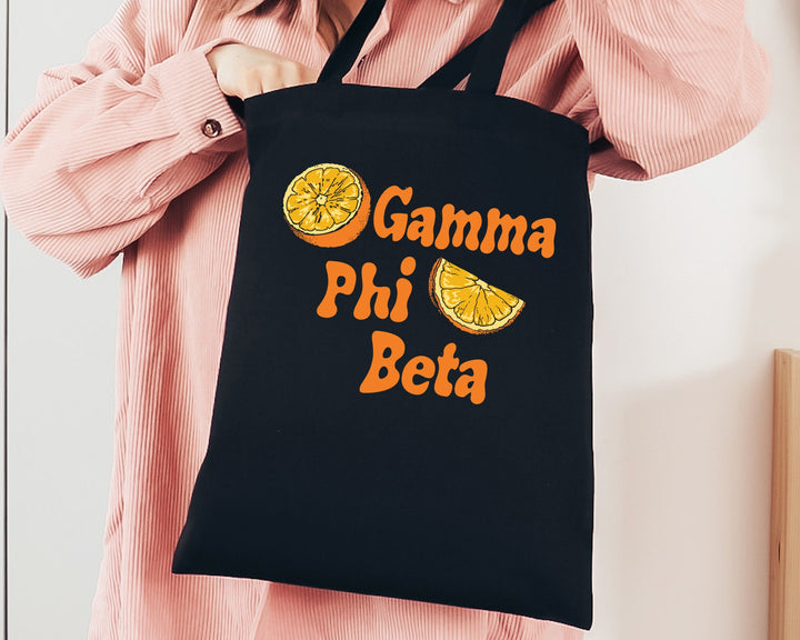 Gamma Phi Beta Oranges Sorority Tote Bag | Gamma Phi Canvas Tote Bag | GPHI Sorority Merch | Big Little Gifts | College Beach Bag _ 16238g