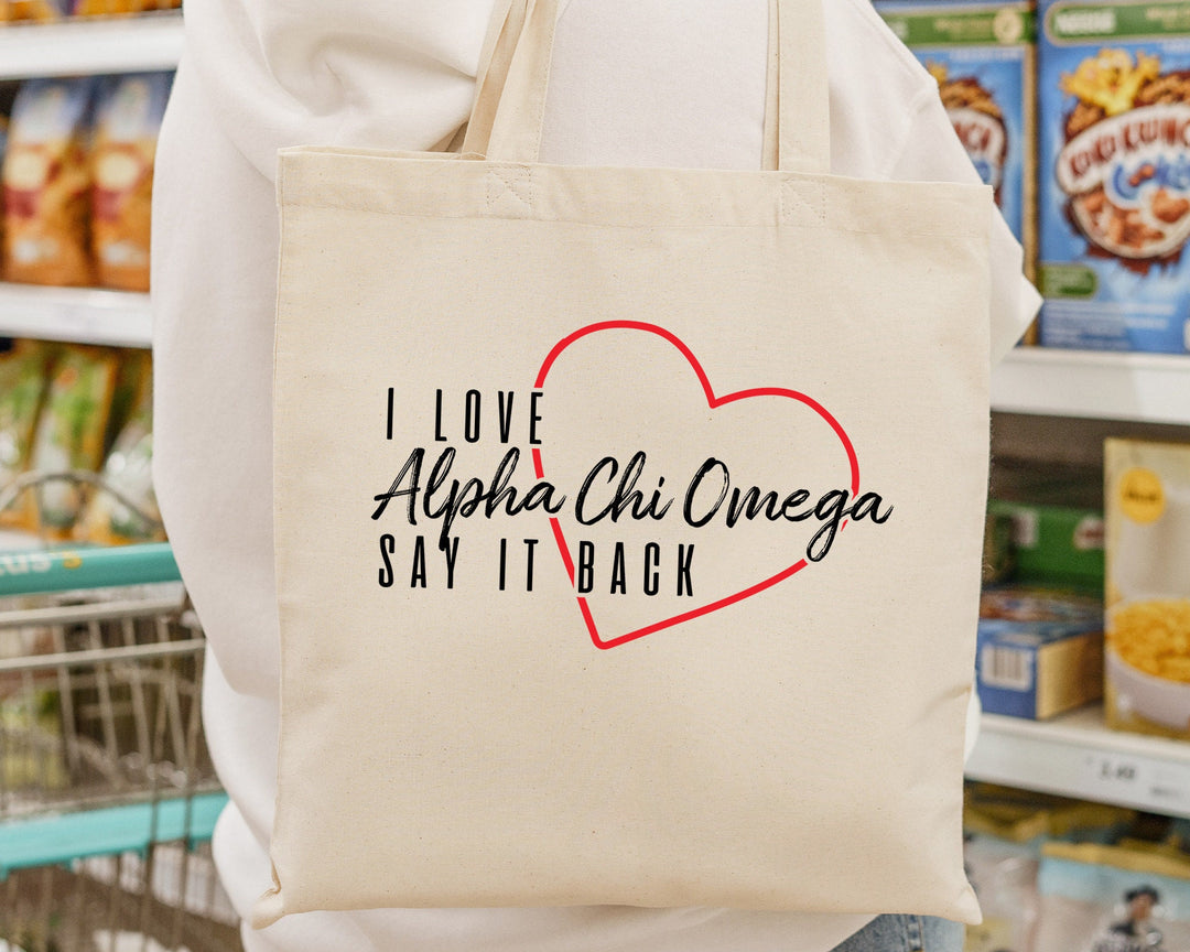 Alpha Chi Omega Say It Back Sorority Tote Bag | Alpha Chi Beach Bag | AXO Sorority Bag | Big Little Gift | Canvas Tote Bag _ 15001g