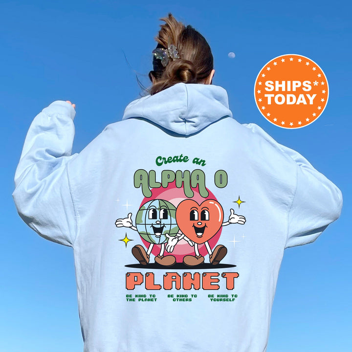 Create An Alpha O Planet | Alpha Omicron Pi CosmoGreek Sorority Sweatshirt | AOII Sorority Hoodie | Big Little Gift | Greek Apparel 16488g