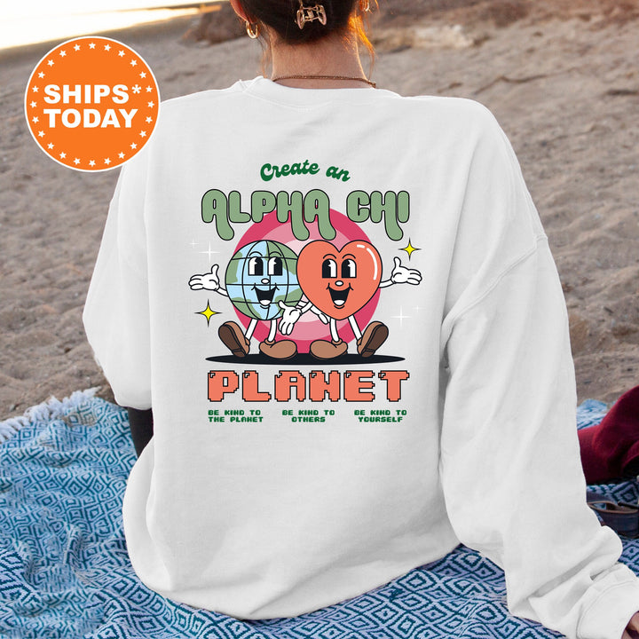 Create An Alpha Chi Planet | Alpha Chi Omega CosmoGreek Sorority Sweatshirt | AXO Sorority Hoodie | Big Little Gift | Greek Apparel