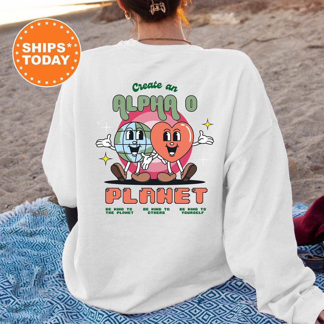 Create An Alpha O Planet | Alpha Omicron Pi CosmoGreek Sorority Sweatshirt | AOII Sorority Hoodie | Big Little Gift | Greek Apparel 16488g