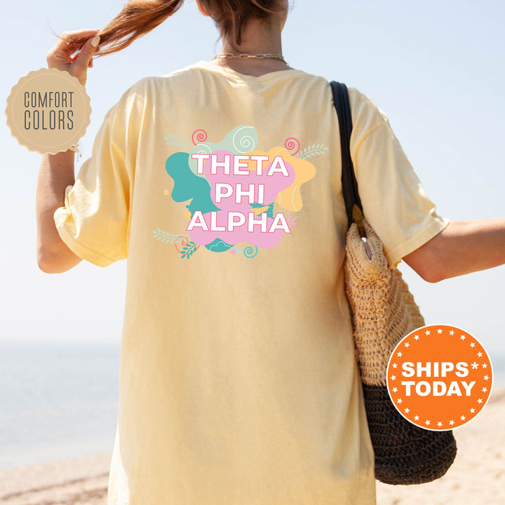 Theta Phi Alpha Pink Floral Sorority T-Shirt | Theta Phi Floral Shirt | Trendy Big Little Reveal Gift | Comfort Colors Tee _ 12741g