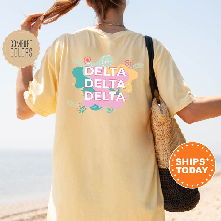 Delta Delta Delta Pink Floral Sorority T-Shirt | Tri Delta Floral Shirt | Trendy Big Little Reveal Gift | Comfort Colors Tee _ 12727g