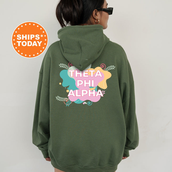 Theta Phi Alpha Pink Floral Sorority Sweatshirt | Trendy Theta Phi Sweatshirt | Greek Apparel | Big Little Reveal | Sorority Gifts _ 12741g