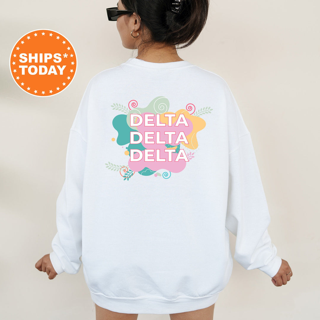 Delta Delta Delta Pink Floral Sorority Sweatshirt | Trendy Tri Delta Sweatshirt | Greek Apparel | Big Little Reveal | Sorority Gift _ 12727g