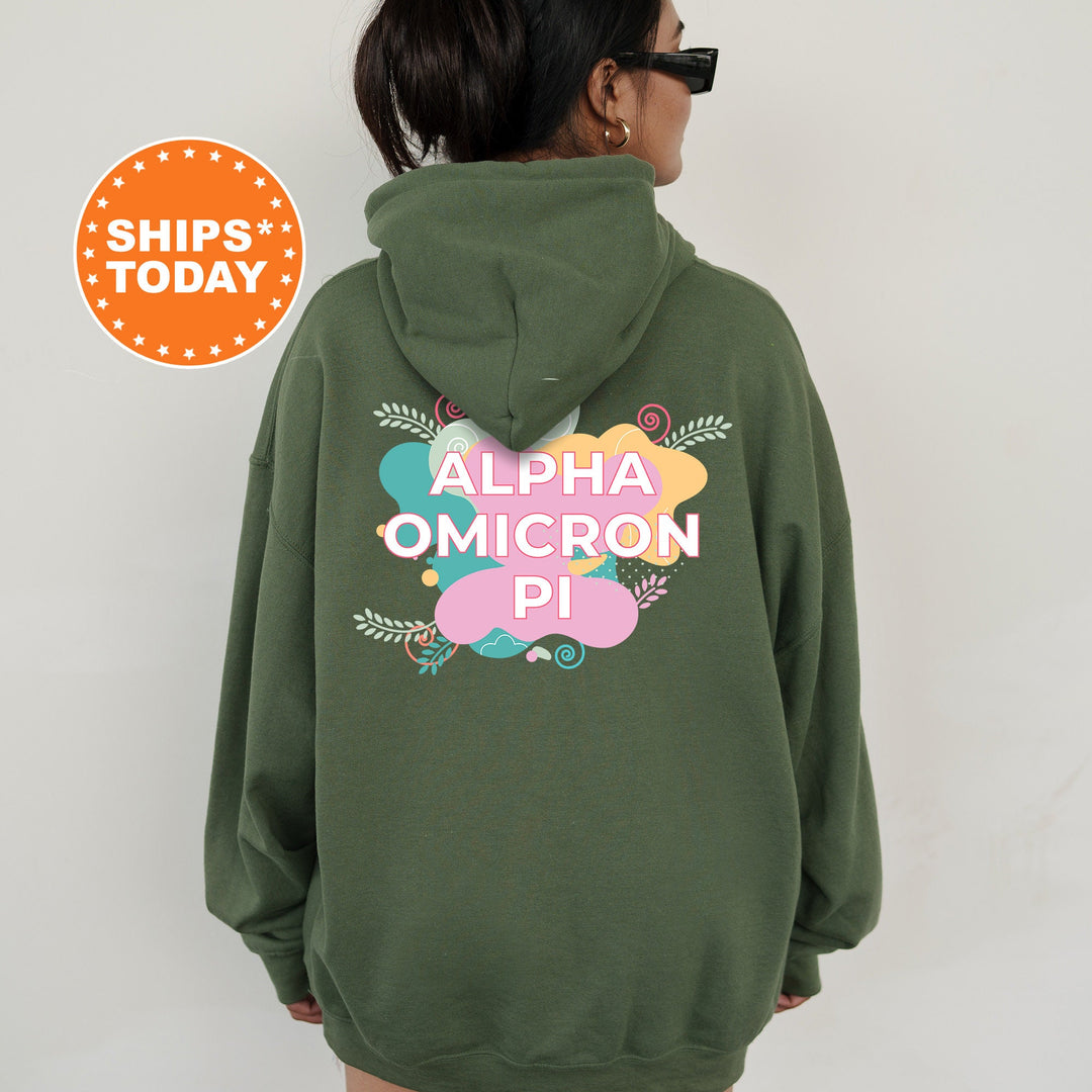 Alpha Omicron Pi Pink Floral Sorority Sweatshirt | Trendy Alpha O Sweatshirt | Greek Apparel | Big Little Reveal | Sorority Gifts _ 12721g