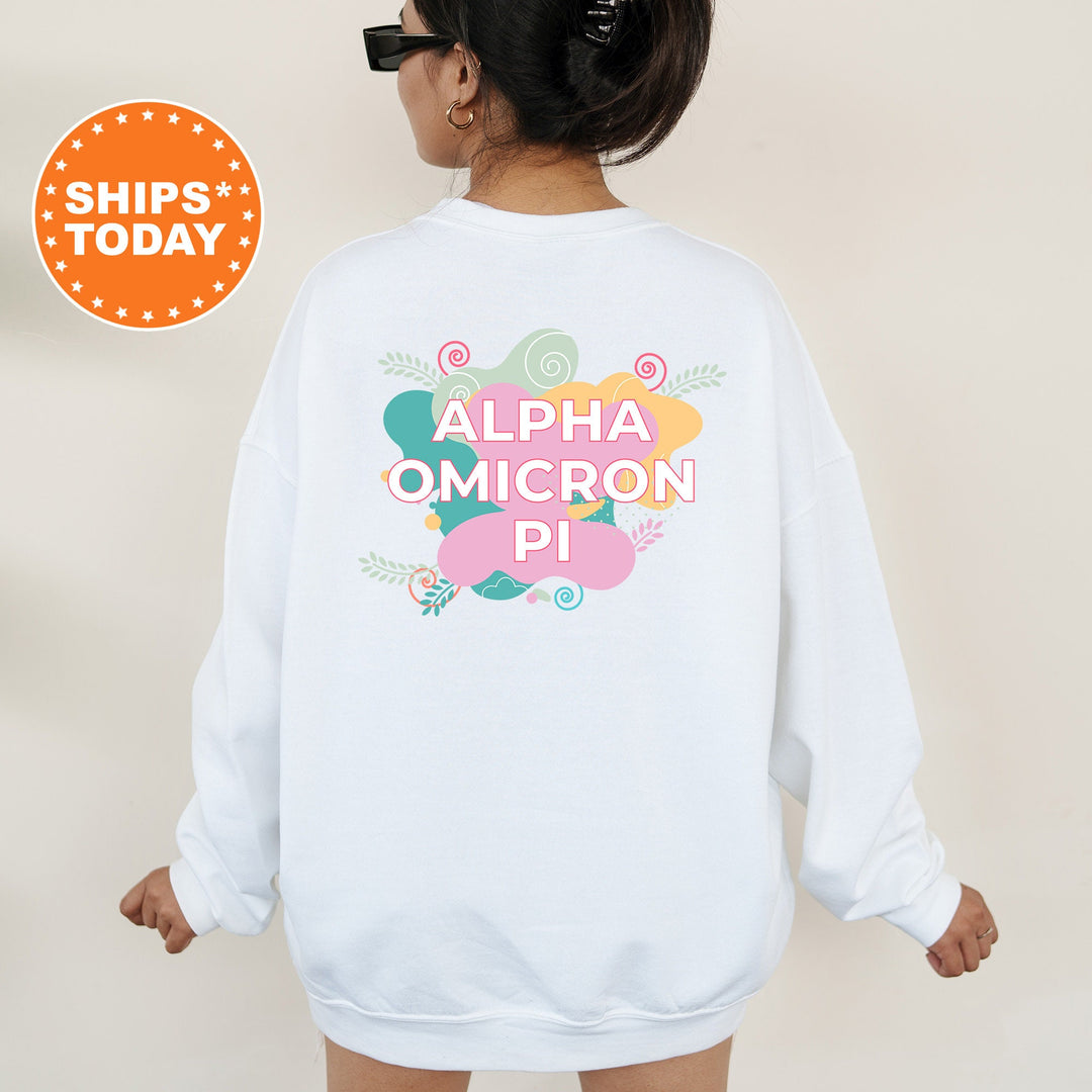 Alpha Omicron Pi Pink Floral Sorority Sweatshirt | Trendy Alpha O Sweatshirt | Greek Apparel | Big Little Reveal | Sorority Gifts _ 12721g