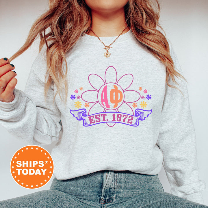 Alpha Phi Floral Greek Letters Sorority Sweatshirt | APHI Comfy Sweatshirt | Alpha Phi Sorority Letters | Big Little Gift _ 16930g