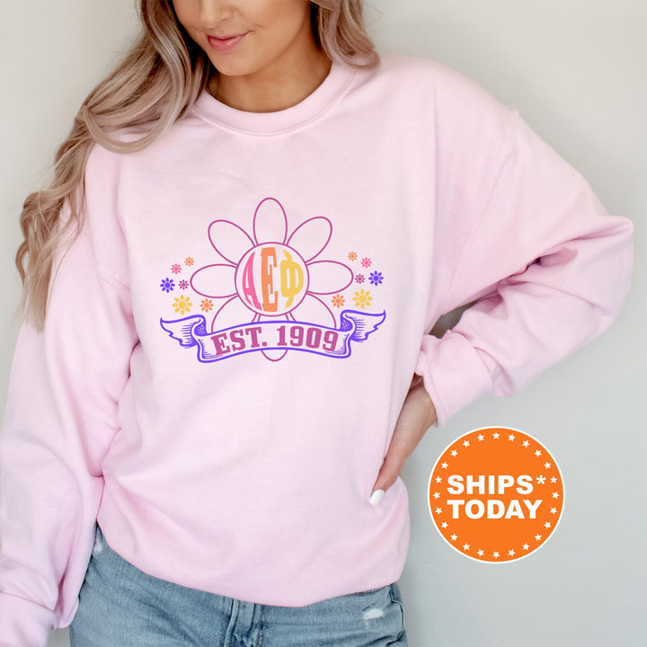 Alpha Epsilon Phi Floral Greek Letters Sorority Sweatshirt | AEPHI Comfy Sweatshirt | Sorority Letters | Big Little Gift _ 16927g