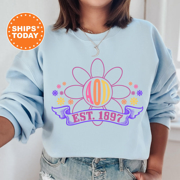 Alpha Omicron Pi Floral Greek Letters Sorority Sweatshirt | Alpha O Comfy Sweatshirt | AOII Sorority Letters | Big Little Gift _ 16929g